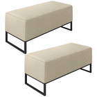 Kit 02 Puffs Decorativo Para Sala De Estar Cléo W01 Base Ferr