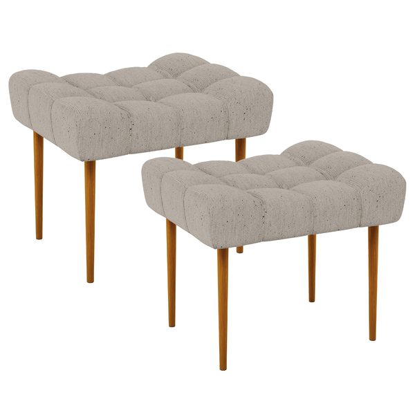 Kit 02 Puffs Decorativo Para Sala De Estar Requinte L02 Linho