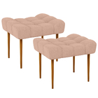 Kit 02 Puffs Decorativo Para Sala De Estar Requinte L02 Linho