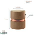 Kit 02 Puffs Decorativo Redondo Porto Luxo  - Salaone - Couri