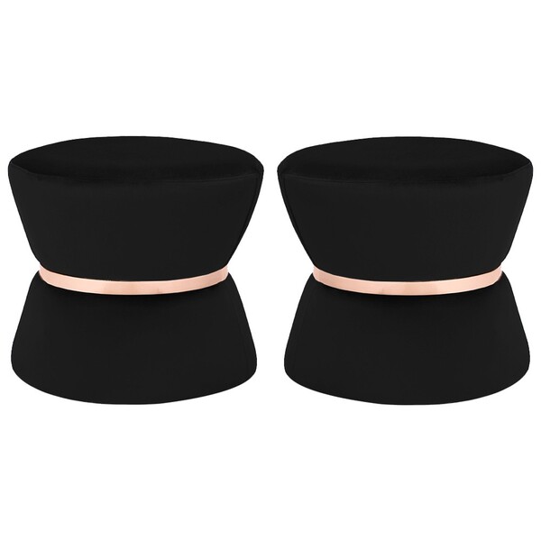 Kit 02 Puffs Decorativo Sala De Estar 45cm Dhaka Veludo Preto