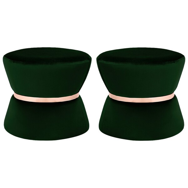 Kit 02 Puffs Decorativo Sala De Estar 45cm Dhaka Veludo Verde