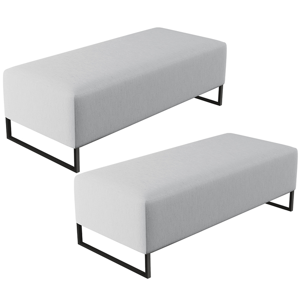 Kit 02 Puffs Decorativo Sala De Estar Bali W01 Base Ferro 120