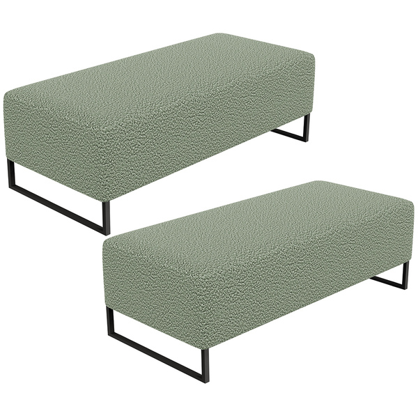 Kit 02 Puffs Decorativo Sala De Estar Bali W01 Base Ferro 120