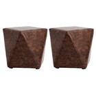 Kit 02 Puffs Decorativo Sala De Estar Blois Pvc Marrom G15 -