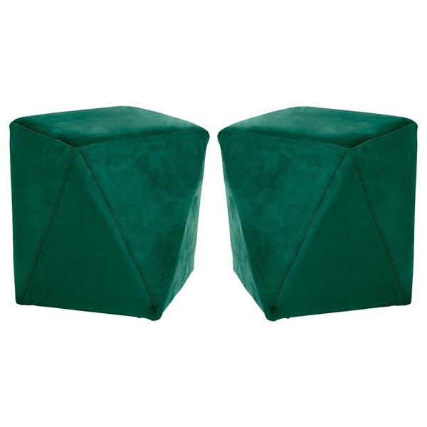 Kit 02 Puffs Decorativo Sala De Estar Blois Veludo Verde G15