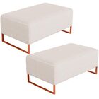 Kit 02 Puffs Decorativo Sala De Estar Cléo 90cm W01 Base Ferr