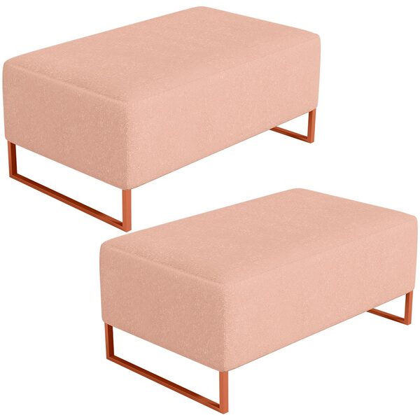 Kit 02 Puffs Decorativo Sala De Estar Cléo 90cm W01 Base Ferr