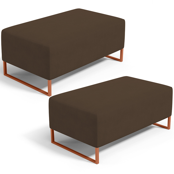 Kit 02 Puffs Decorativo Sala De Estar Cléo 90cm W01 Base Ferr