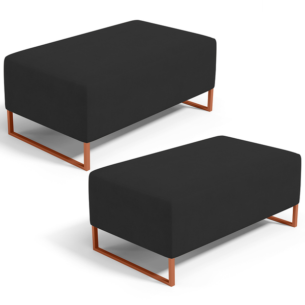 Kit 02 Puffs Decorativo Sala De Estar Cléo 90cm W01 Base Ferr