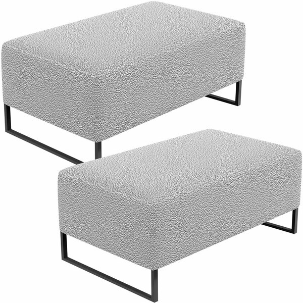 Kit 02 Puffs Decorativo Sala De Estar Cléo 90cm W01 Base Ferr