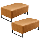 Kit 02 Puffs Decorativo Sala De Estar Cléo W01 Base Ferro 90