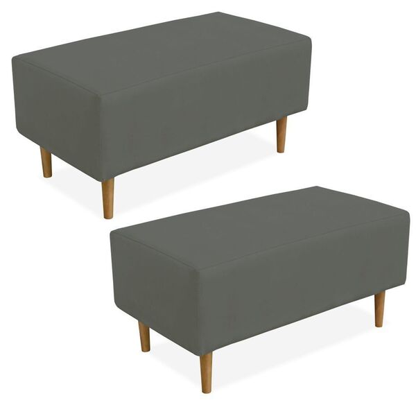 Kit 02 Puffs Decorativo Sala De Estar Cléo W01 Pés Palito 90