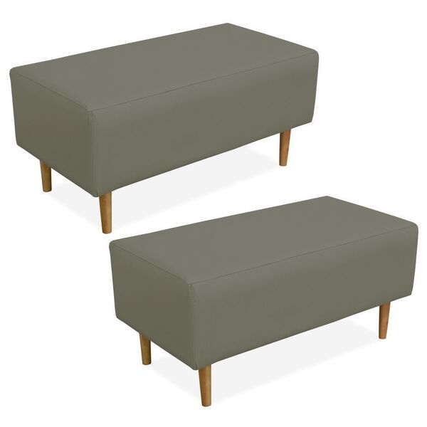 Kit 02 Puffs Decorativo Sala De Estar Cléo W01 Pés Palito 90