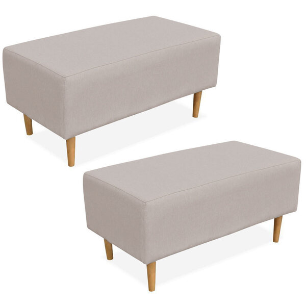 Kit 02 Puffs Decorativo Sala De Estar Cléo W01 Pés Palito 90