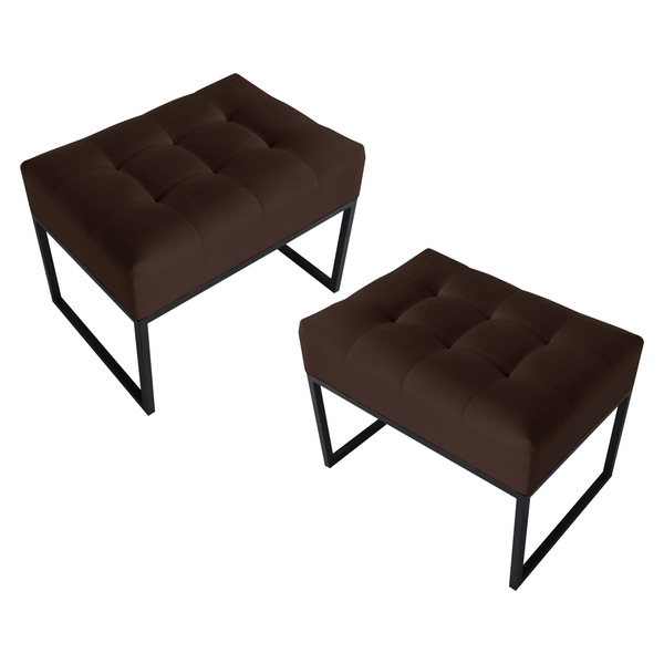 Kit 02 Puffs Decorativos Agnes 60x44cm Com Base De Ferro Sint