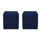 Kit 02 Puffs Decorativos Dado Suede Azul Marinho - Amarena Mó