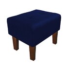 Kit 02 Puffs Decorativos Livia Pé Chanfrado Suede Azul Marinh