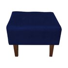 Kit 02 Puffs Decorativos Livia Pé Chanfrado Suede Azul Marinh