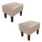 Kit 02 Puffs Decorativos Livia Pé Chanfrado Suede Bege – D'ro