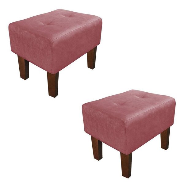 Kit 02 Puffs Decorativos Livia Pé Chanfrado Suede Rose – D'ro