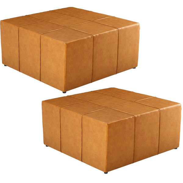 Kit 02 Puffs Decorativos Para Sala De Estar Quadrado Milano 9