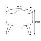 Kit 02 Puffs Decorativos Redondo Pés Palito Couro Branco Fosc