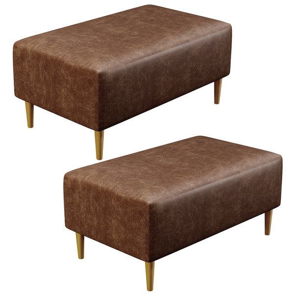 Kit 02 Puffs Decorativos Sala De Estar Cléo W01 Pés Palito 90