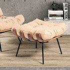 Kit 02 Puffs Decorativos Sala De Estar Costela L04 Couro Bege