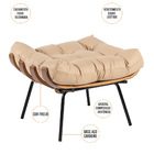 Kit 02 Puffs Decorativos Sala De Estar Costela L04 Couro Bege