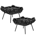 Kit 02 Puffs Decorativos Sala De Estar Costela Preto L04 Cour