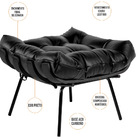 Kit 02 Puffs Decorativos Sala De Estar Costela Preto L04 Cour