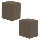 Kit 02 Puffs Decorativos Sala De Estar Quadrado 36x47cm Suede