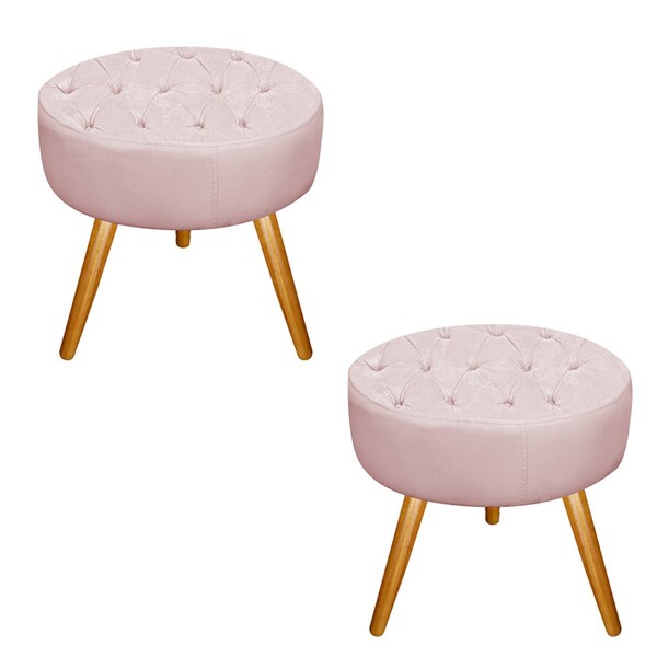 Kit 02 Puffs Fernanda Palito Mel Corano Rosa Bebê - Amarena M