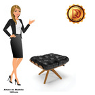 Kit 02 Puffs Giratório Costela Corano Preto Base Madeira Ma30