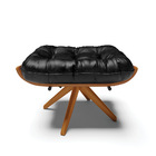 Kit 02 Puffs Giratório Costela Corano Preto Base Madeira Ma30