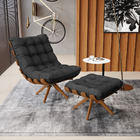 Kit 02 Puffs Giratório Costela Corino Base Madeira Ma30 - D'r