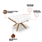 Kit 02 Puffs Giratório Costela Corino Branco Base Madeira Ma3