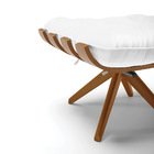 Kit 02 Puffs Giratório Costela Corino Branco Base Madeira Ma3