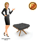 Kit 02 Puffs Giratório Costela Corino Preto Base Madeira Ma30