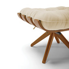 Kit 02 Puffs Giratório Costela Linho Areia A27 Base Madeira -