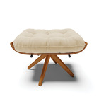 Kit 02 Puffs Giratório Costela Linho Base Madeira - D'rossi -