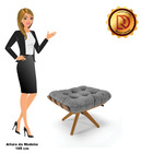 Kit 02 Puffs Giratório Costela Linho Base Madeira - D'rossi -