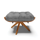 Kit 02 Puffs Giratório Costela Linho Base Madeira - D'rossi -