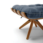 Kit 02 Puffs Giratório Costela Suede Azul Marinho Base Madeir