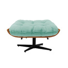 Kit 02 Puffs Giratório Costela Suede Azul Turquesa Base Croma