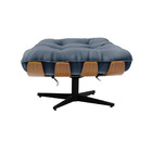 Kit 02 Puffs Giratório Costela Suede Base Cromada Preto - D'r