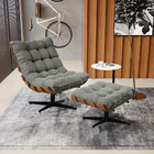 Kit 02 Puffs Giratório Costela Suede Base Cromada Preto - D'r