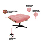 Kit 02 Puffs Giratório Costela Suede Base Cromada Preto - D'r