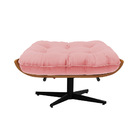 Kit 02 Puffs Giratório Costela Suede Base Cromada Preto - D'r